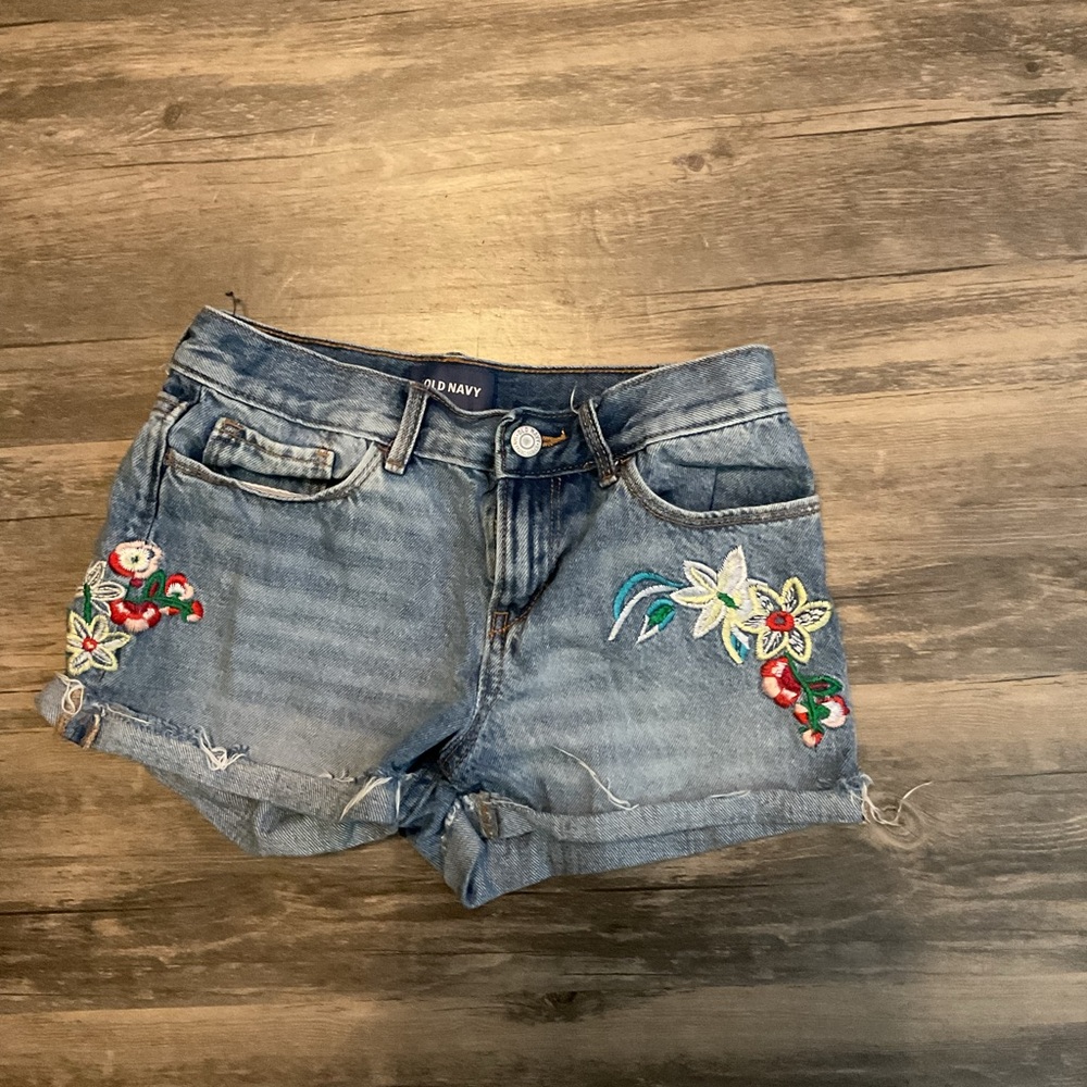 Old Navy Girls Floral Denim Shorts